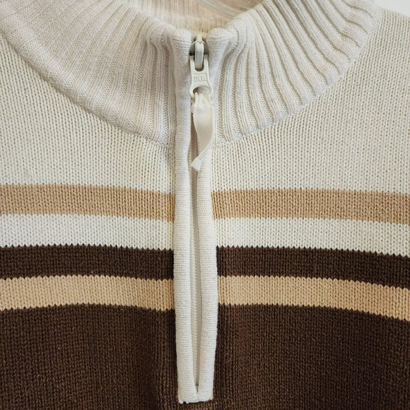 St John's Bay Striped Sweater Size Large Brown Cream - Picture 2 of 14